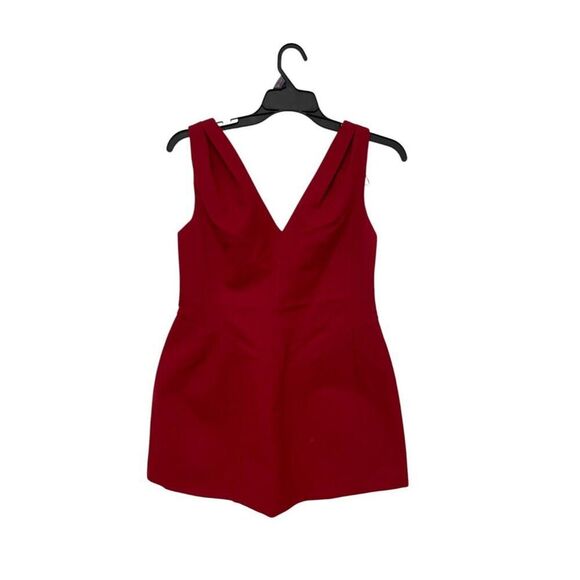 Zara Womens Mini Dress L Bright Red Voluminous Sleeveless V-Neck 2065/677 NWT - Picture 2 of 16
